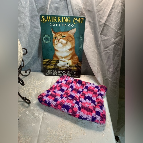 Handmade Pink Purple Cat Beanie - Picture 6 of 7